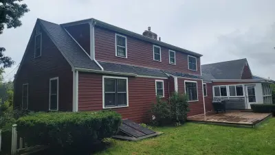 James Hardie lap siding in Countrylane Red on a colonial home in Leominster, MA - photo 5