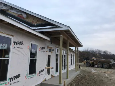 New construction wrapped for James Hardie siding in North Andover, MA - photo 5